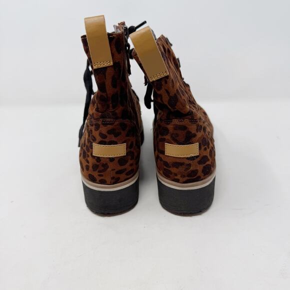 Dr. Scholls Womens 7 Brown Black Leopard Print Local Platform Bootie Lace Up - Picture 7 of 9